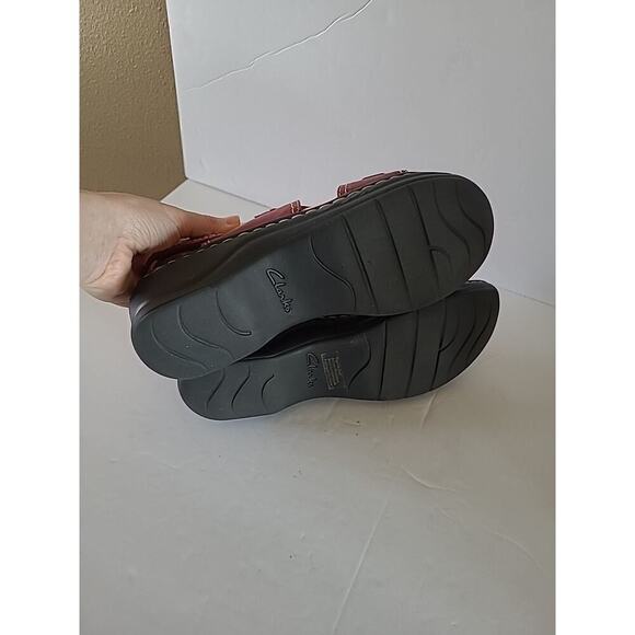 Clarks Lexi Birch WMS 9.5M Slingback Wedge Sandals Red Leather - Picture 8 of 11